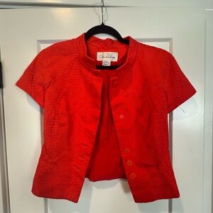 Vintage Oscar de la Renta Scarlet Textured Jacket Blazer Red Orange Sz 4